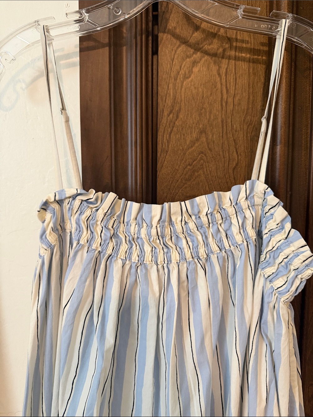 Women's Blue and White Striped Maxi Dress - Picture 2 of 3
